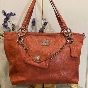 Coach Apple Leather Liquid Gloss Charm Tote